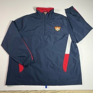 Cooperstown Dreams Park L Authentic Windbreaker Jacket Navy Red Baseball 1/4 Zip